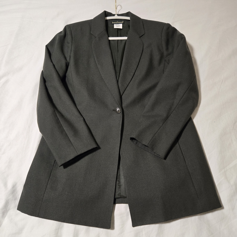 Harve Benard 100% Wool Women's Blazer Coat, Size 8, Dark Brawn / Green, Vintage